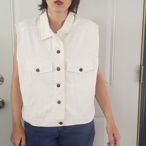 90s Deadstock‎ White Denim Vest